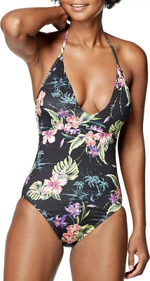 Speedo Women's V-Neck Halter One Piece Swimsuit