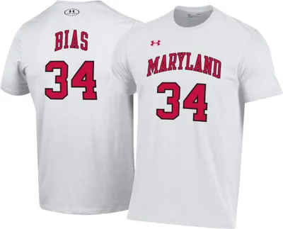 Under Armour Men's Maryland Terrapins Len Bias #34 White Performance T-Shirt