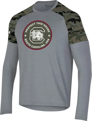 Under Armour Men's South Carolina Gamecocks Grey ‘Freedom' Performance Cotton Long Sleeve T-Shirt