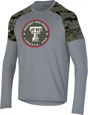 Under Armour Men's Texas Tech Red Raiders Grey ‘Freedom' Performance Cotton Long Sleeve T-Shirt