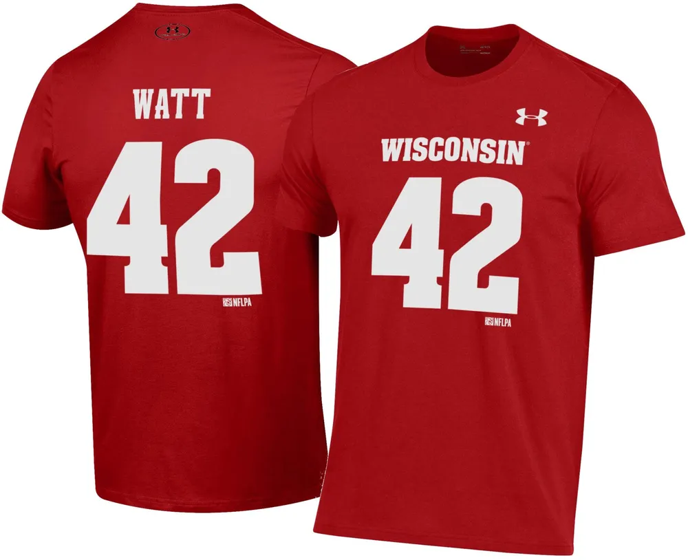 Under Armour Men's Wisconsin Badgers TJ Watt #42 Red Performance T-Shirt