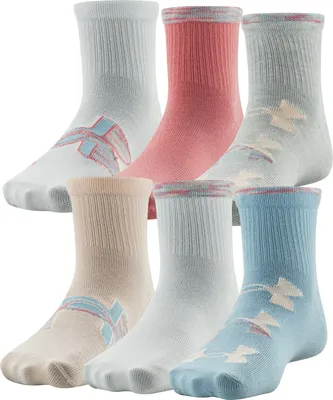 UA Girl's Essential 2.0 6-Pack Quarter Socks