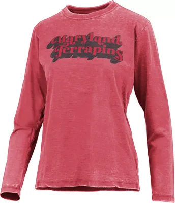 Pressbox Women's Maryland Terrapins Red Vintage Long Sleeve T-Shirt