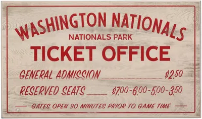 Open Road Washington Nationals Ticket Office Sign