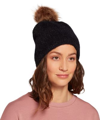 Northeast Outfitters Cozy Brushed Ribbed Fur Pom Hat