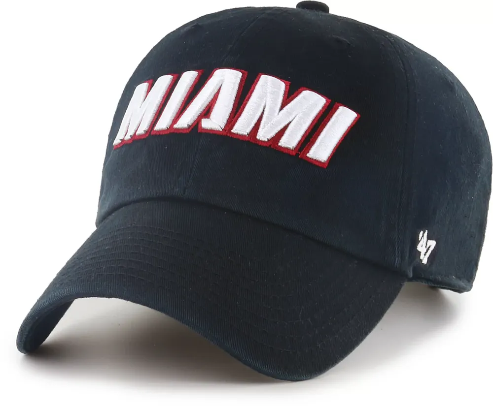 ‘47 Men's Miami Heat Black Clean Up Adjustable Hat