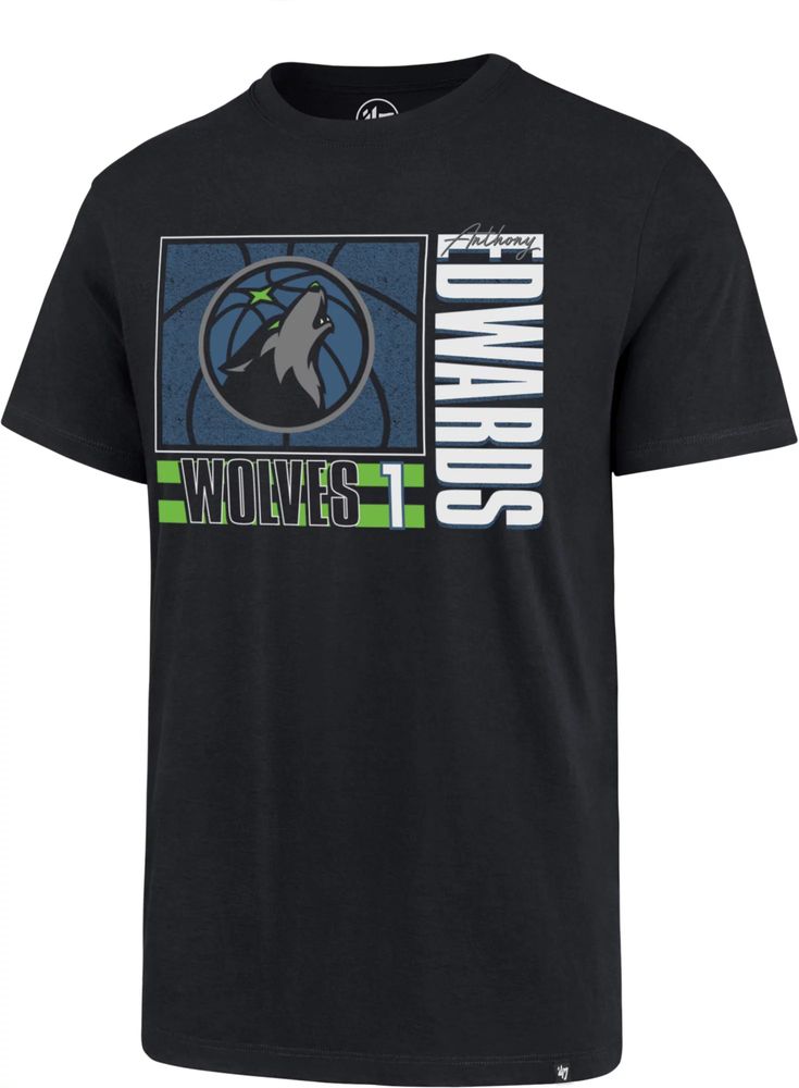 Nike Men's Minnesota Timberwolves Anthony Edwards #1 Navy T-Shirt, Small, Blue