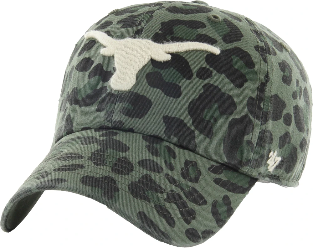 '47 Women's Texas Longhorns Green Cheetah Clean Up Adjustable Hat