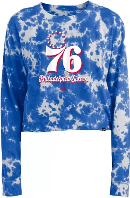 5th & Ocean Women's Philadelphia 76ers Blue Tie Dye Long Sleeve T-Shirt