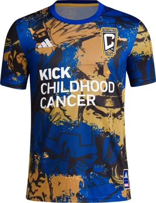 adidas Columbus Crew 2023 Kick Childhood Cancer Purple Prematch Jersey