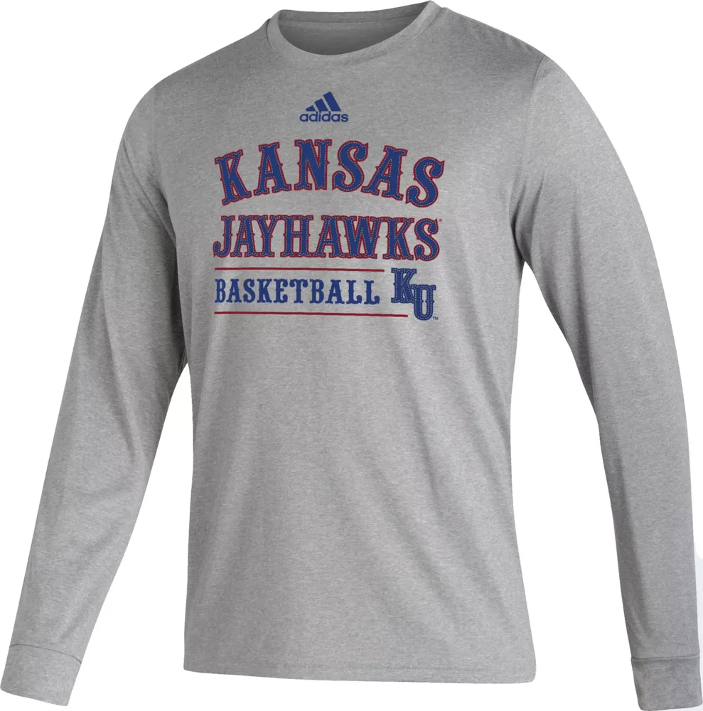 adidas Men's Kansas Jayhawks Grey Strategy Longsleeve T-Shirt