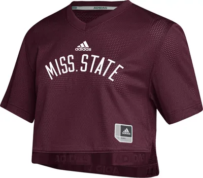 adidas Women's Mississippi State Bulldogs Maroon Cropped Football Jersey