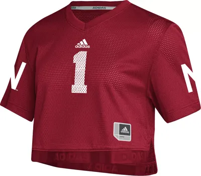 adidas Women's Nebraska Cornhuskers Scarlet Cropped Football Jersey