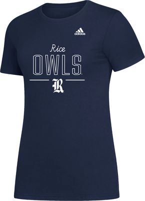 adidas Women's Rice Owls Blue Amplifier T-Shirt