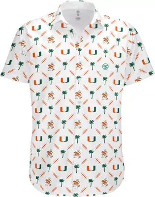 Dyme Lyfe Men's Miami Hurricanes White Palm Set Button Up Shirt