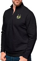 Antigua Men's Milwaukee Bucks Black Heather Gambit Fleece ¼ Zip