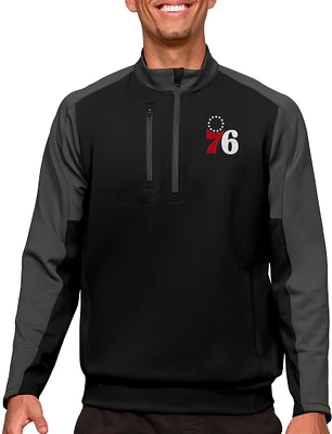 Antigua Men's Philadelphia 76ers Black Team ¼ Zip