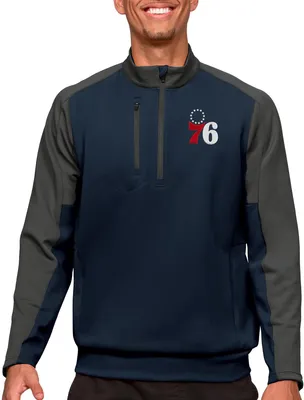 Antigua Men's Philadelphia 76ers Navy Team ¼ Zip