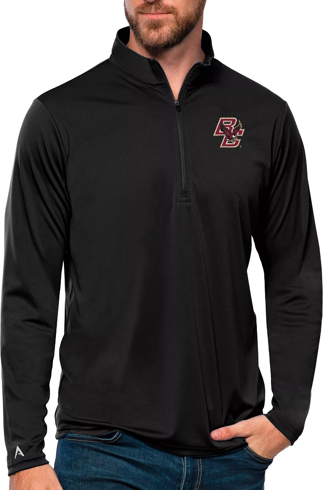 Antigua Men's Boston College Eagles Black Tribute Quarter-Zip Shirt