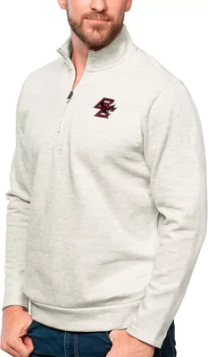 Antigua Men's Boston College Eagles Oatmeal Gambit 1/4 Zip Jacket