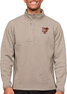 Antigua Men's Bowling Green Falcons Oatmeal Course 1/4 Zip Jacket