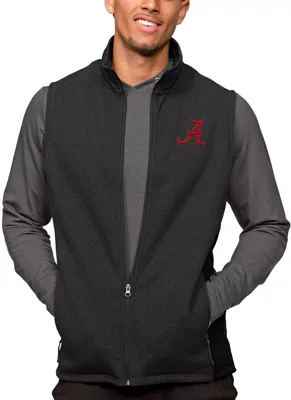 Antigua Men's Alabama Crimson Tide Black Heather Course Vest