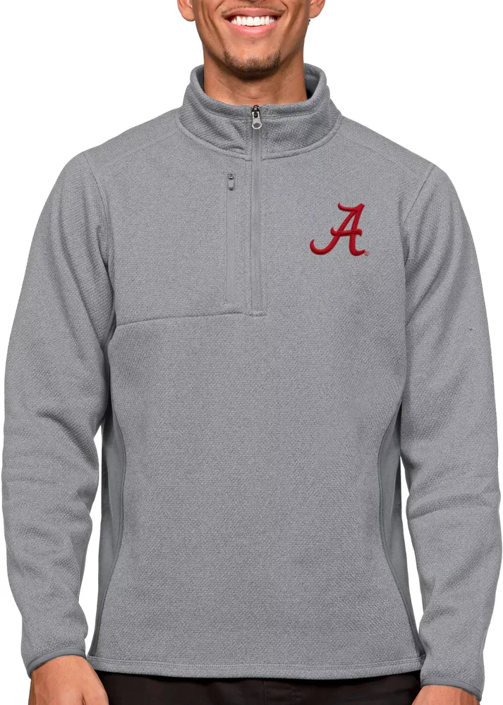 Antigua Men's Alabama Crimson Tide Light Grey Course 1/4 Zip Jacket