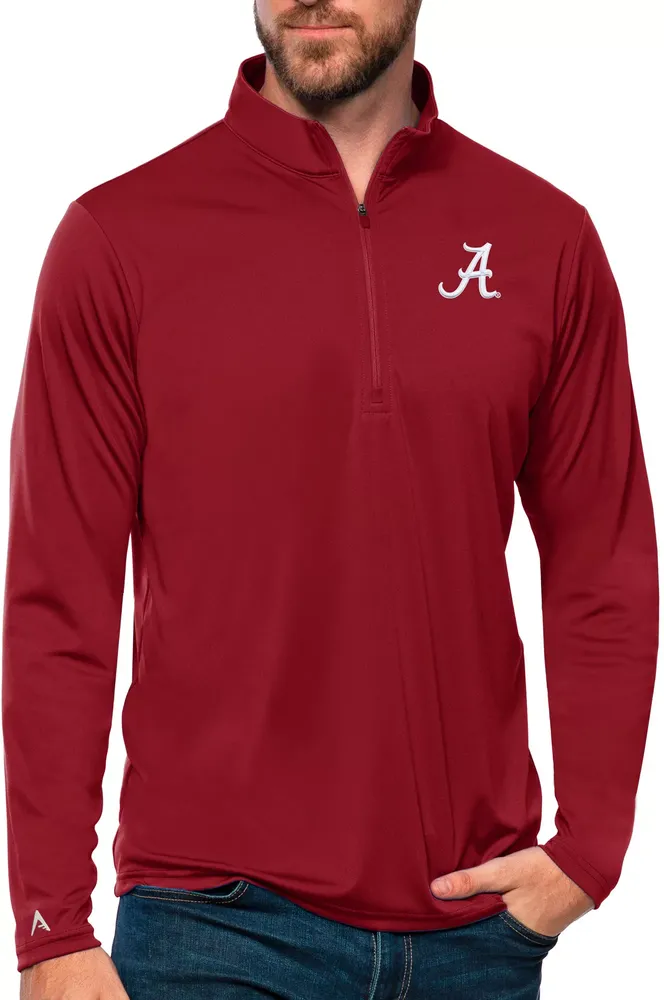 Antigua Men's Alabama Crimson Tide Cardinal Red Tribute Quarter-Zip Shirt