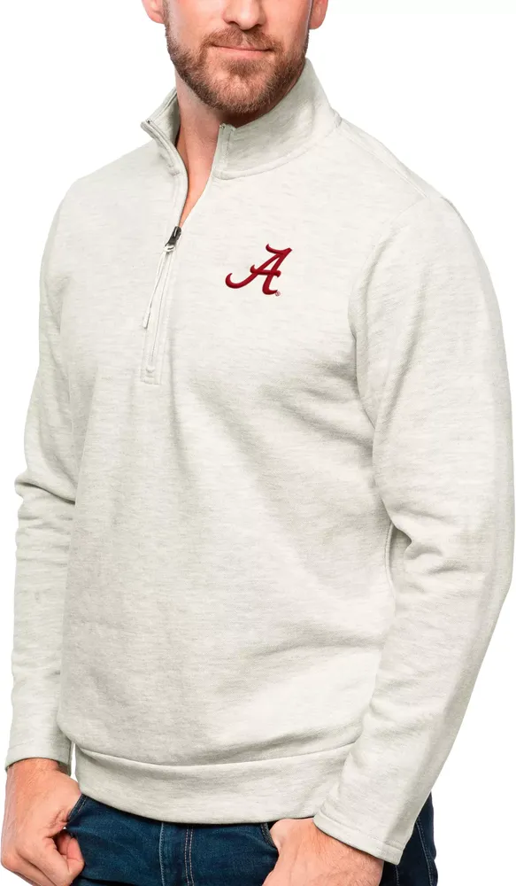 Antigua Men's Alabama Crimson Tide Oatmeal Gambit 1/4 Zip Jacket