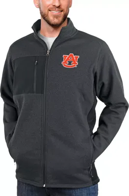 Antigua Men's Auburn Tigers Charcoal Heather Course Full Zip Jacket