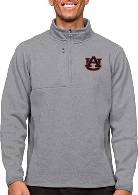 Antigua Men's Auburn Tigers Light Grey Course 1/4 Zip Jacket