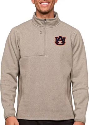 Antigua Men's Auburn Tigers Oatmeal Course 1/4 Zip Jacket