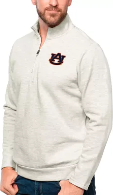 Antigua Men's Auburn Tigers Oatmeal Gambit 1/4 Zip Jacket