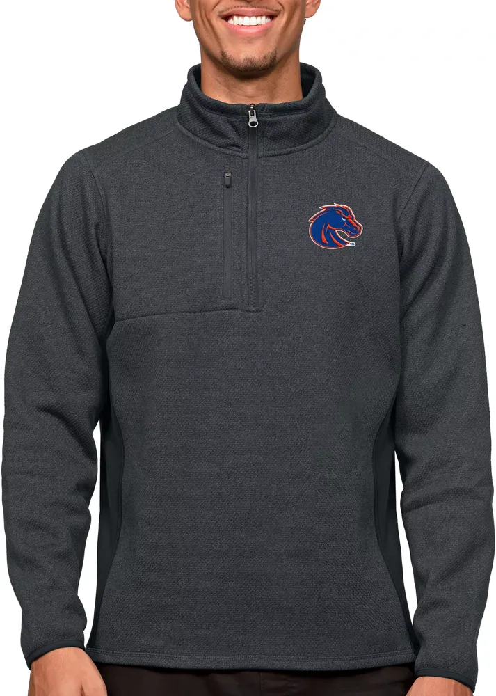 Antigua Men's Boise State Broncos Charcoal Course 1/4 Zip Jacket