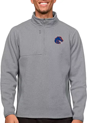 Antigua Men's Boise State Broncos Light Grey Course 1/4 Zip Jacket