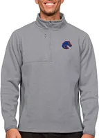 Antigua Men's Boise State Broncos Light Grey Course 1/4 Zip Jacket