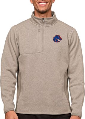 Antigua Men's Boise State Broncos Oatmeal Course 1/4 Zip Jacket