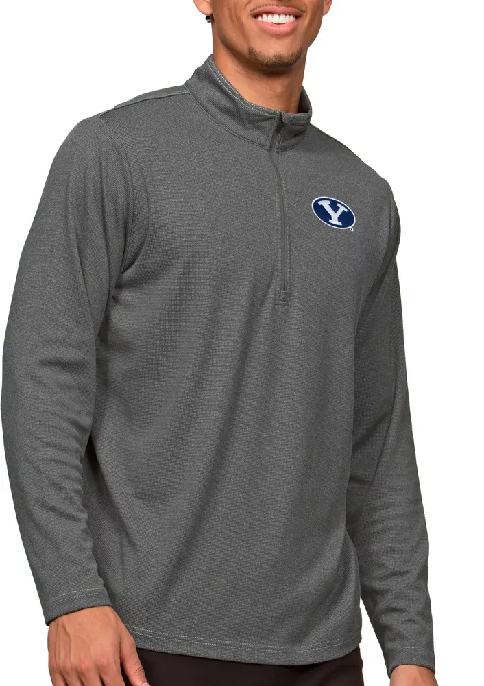 Antigua Men's BYU Cougars Charcoal Heather Epic 1/4 Zip Jacket