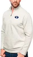 Antigua Men's BYU Cougars Oatmeal Gambit 1/4 Zip Jacket