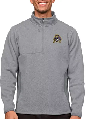 Antigua Men's East Carolina Pirates Light Grey Course 1/4 Zip Jacket