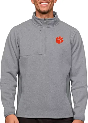 Antigua Men's Clemson Tigers Light Grey Course 1/4 Zip Jacket