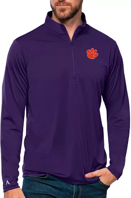 Antigua Men's Clemson Tigers Purple Tribute Quarter-Zip Shirt