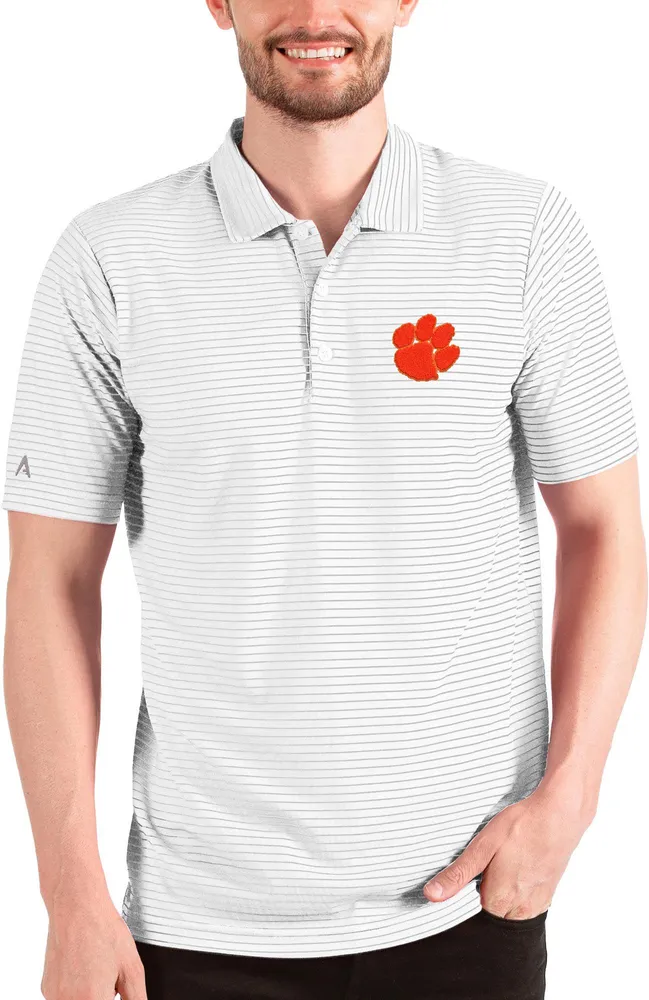 Antigua Men's Clemson Tigers White/Silver Esteem Polo