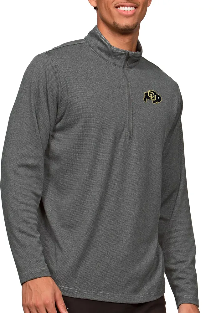 Antigua Men's Colorado Buffaloes Charcoal Heather Epic 1/4 Zip Jacket