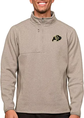 Antigua Men's Colorado Buffaloes Oatmeal Course 1/4 Zip Jacket