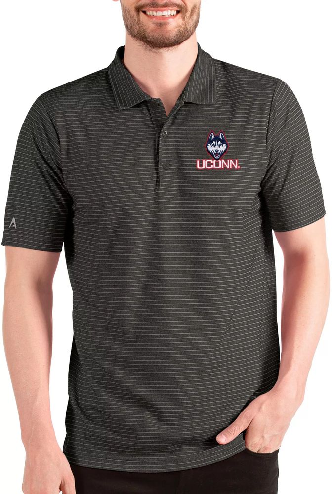 Antigua Men's UConn Huskies Black/Silver Esteem Polo