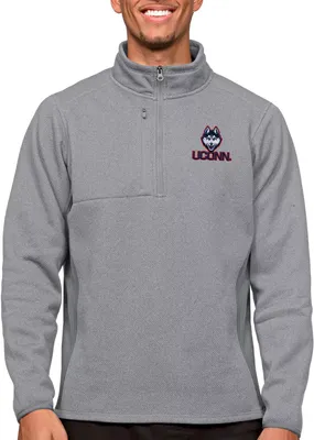 Antigua Men's UConn Huskies Light Grey Course 1/4 Zip Jacket