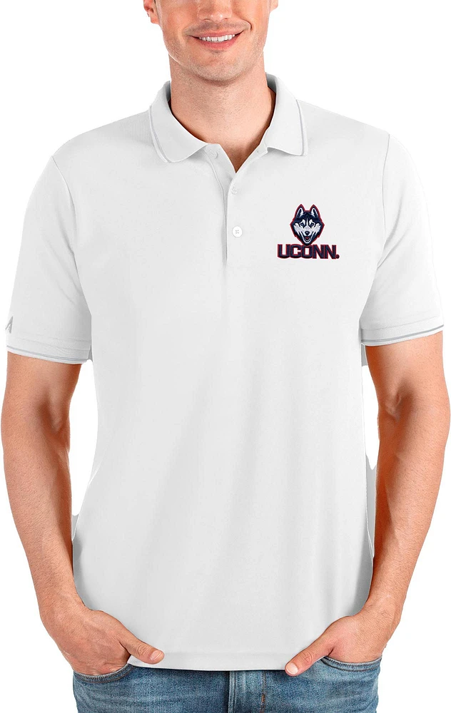 Antigua Men's UConn Huskies White Affluent Polo