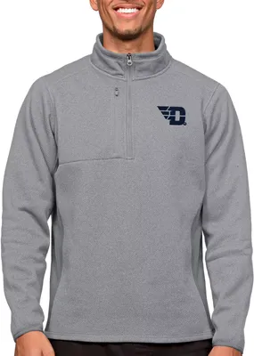 Antigua Men's Dayton Flyers Light Grey Course 1/4 Zip Jacket