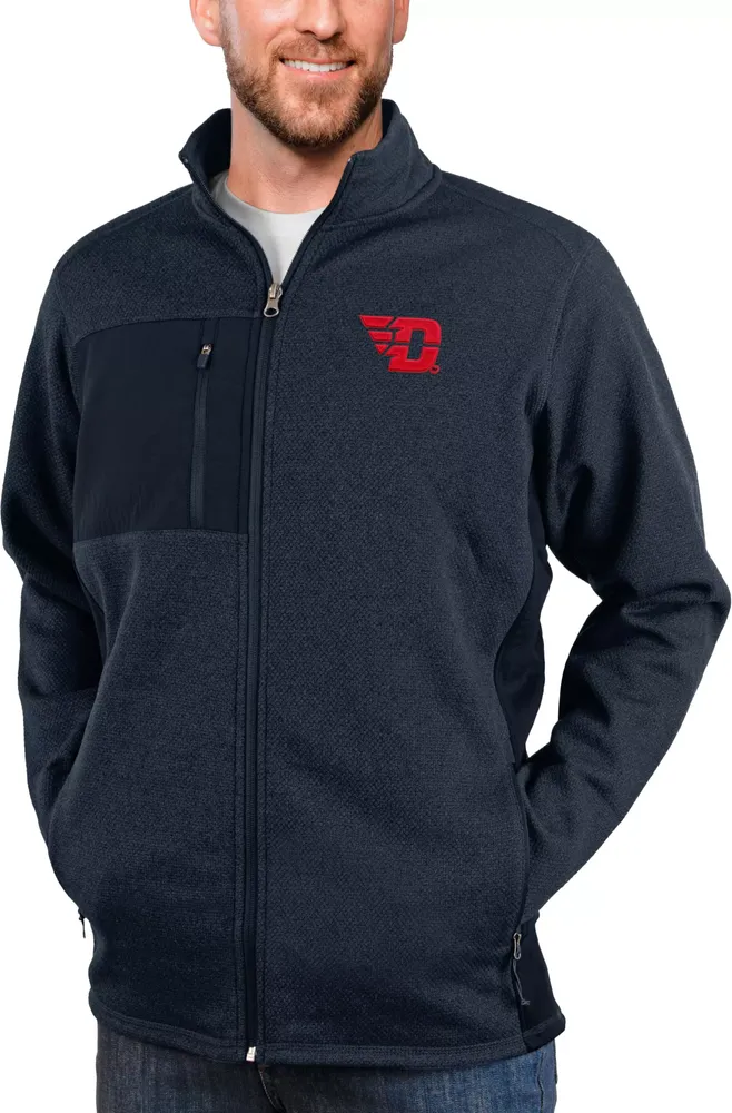 Antigua Men's Dayton Flyers Navy Heather Course Full Zip Jacket